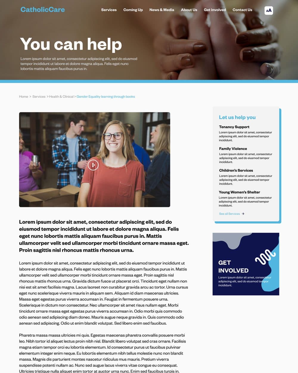 The volunteer page under Get involved, setting out volunteering routes and an enquiry path.