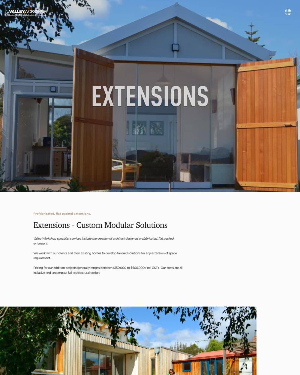 The extensions page describing the practice work on additions to existing houses.