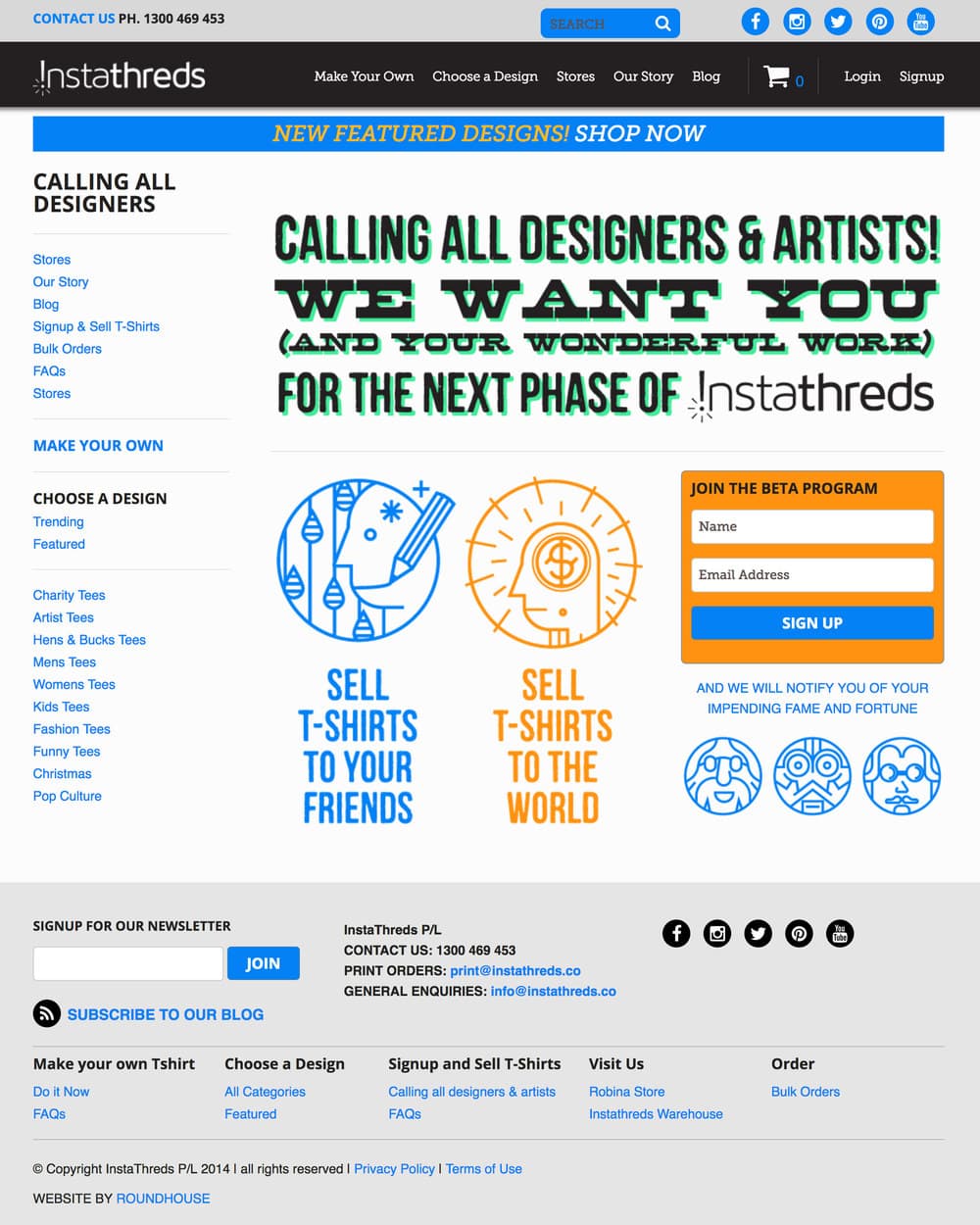 The t-shirt maker: a shirt on a canvas with design tools around it, and a library of ready-made designs.